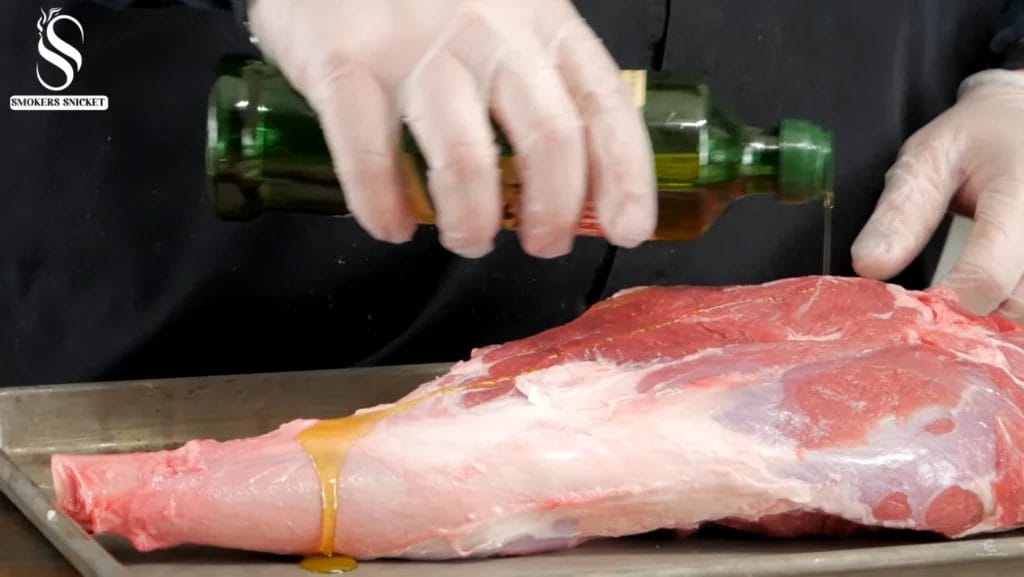 preparing smoke leg of lamb 